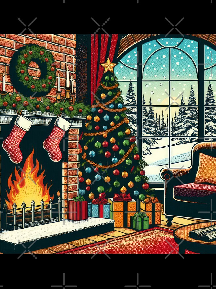 Christmas Vintage Room with Christmas tree and fireplace,Christmas tree,christmas retro,Christmas Vintage by Expressions-Sel