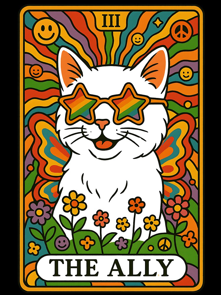 Funny Ally Cat Tarot Card Pride Sunglasses Gay Pride LGBTQ by MegiWu