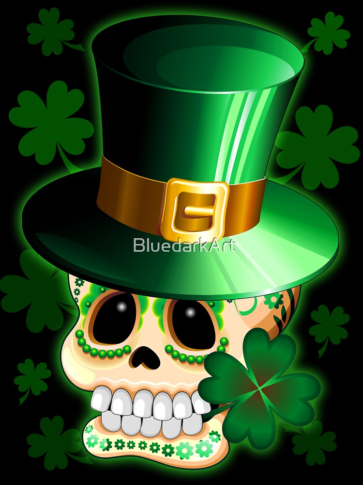 St Patrick Lucky Irish Skull Cartoon by BluedarkArt
