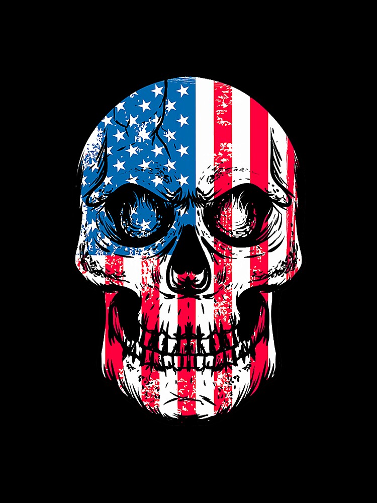 Vintage American Flag Skull Usa by SkyCloudBlue