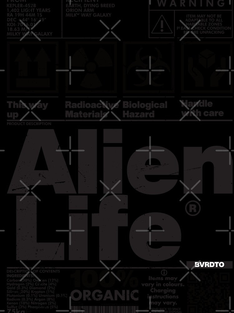 Alien Life Package Label In Black by allincolors