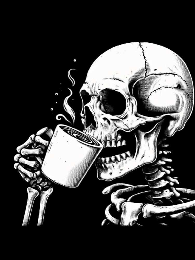 Coffee-Sipping Skeleton by HalloweenHQ