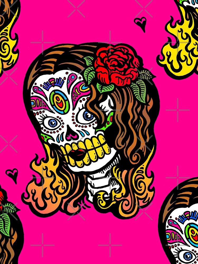 pink halloween Sugar Skull Girl by Gossip Rag