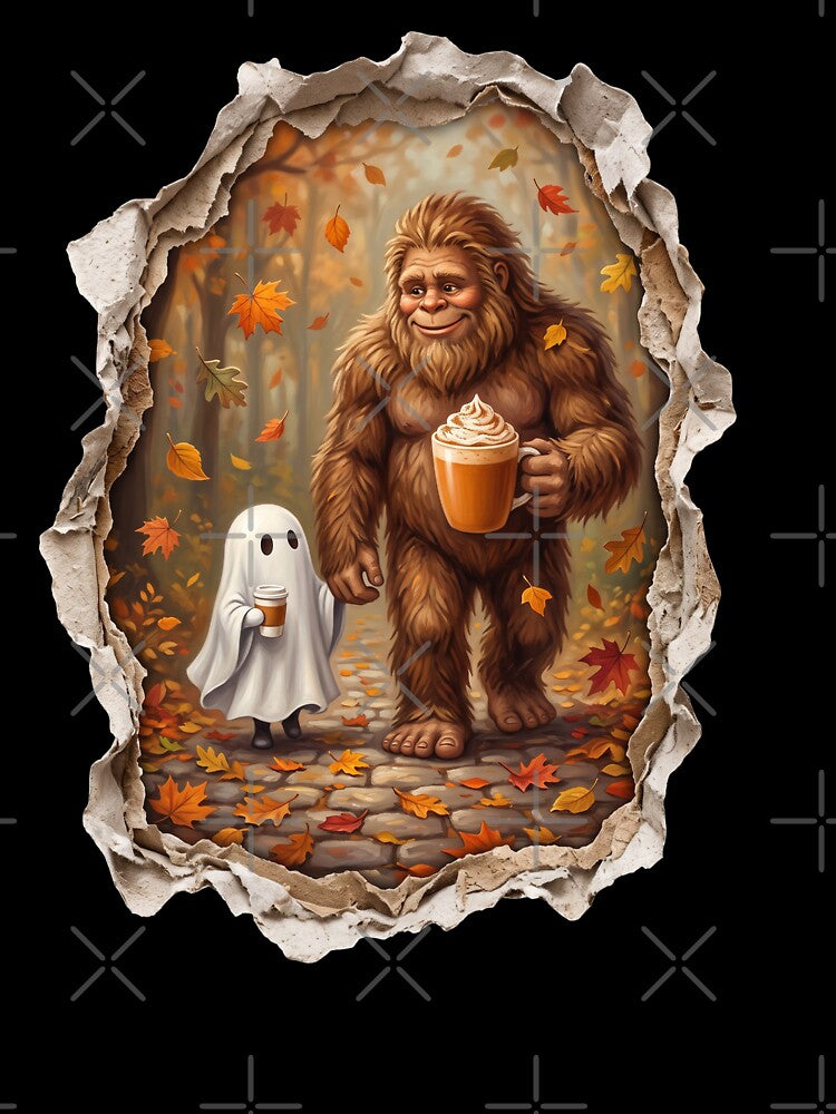 Bigfoot and Ghost Autumn Coffee Walk by Tiffany Roy
