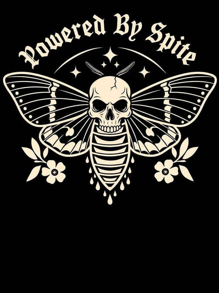 Powered By Spite Skull Moth | Gothic Dark Aesthetic Design by VelvetChaosCove
