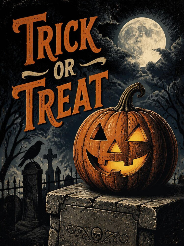 Retro Trick or Treat Distressed Pumpkin Halloween vol 3 by BoldPowStudio