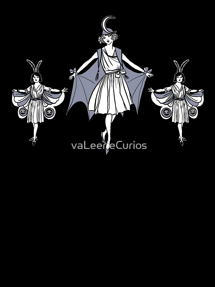 Vintage Moon and Moths by vaLeerieCurios
