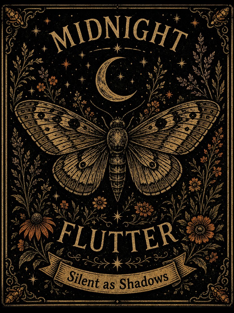 Midnight Flutter Moth Vintage Gothic Dark Aesthetic by Modern Antique Atelier