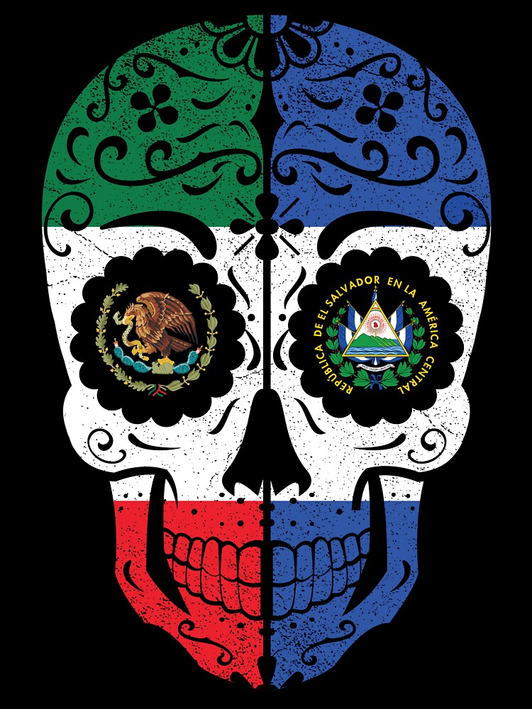 Mexican Salvadorian Flag Sugar Skull by snickrdoodle