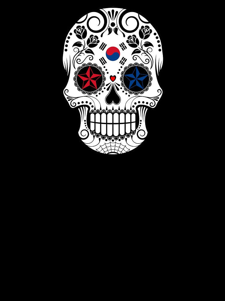 Sugar Skull with Roses and Flag of South Korea by JeffBartels