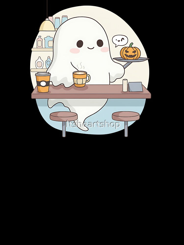 Cute Gothic Ghost Barista with Pumpkin Spice Latte by Itsheartshop