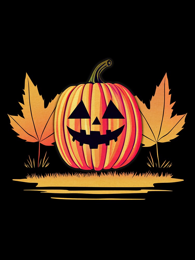 Halloween Jack-O-Lantern with Autumn Leaves by ComfyDays