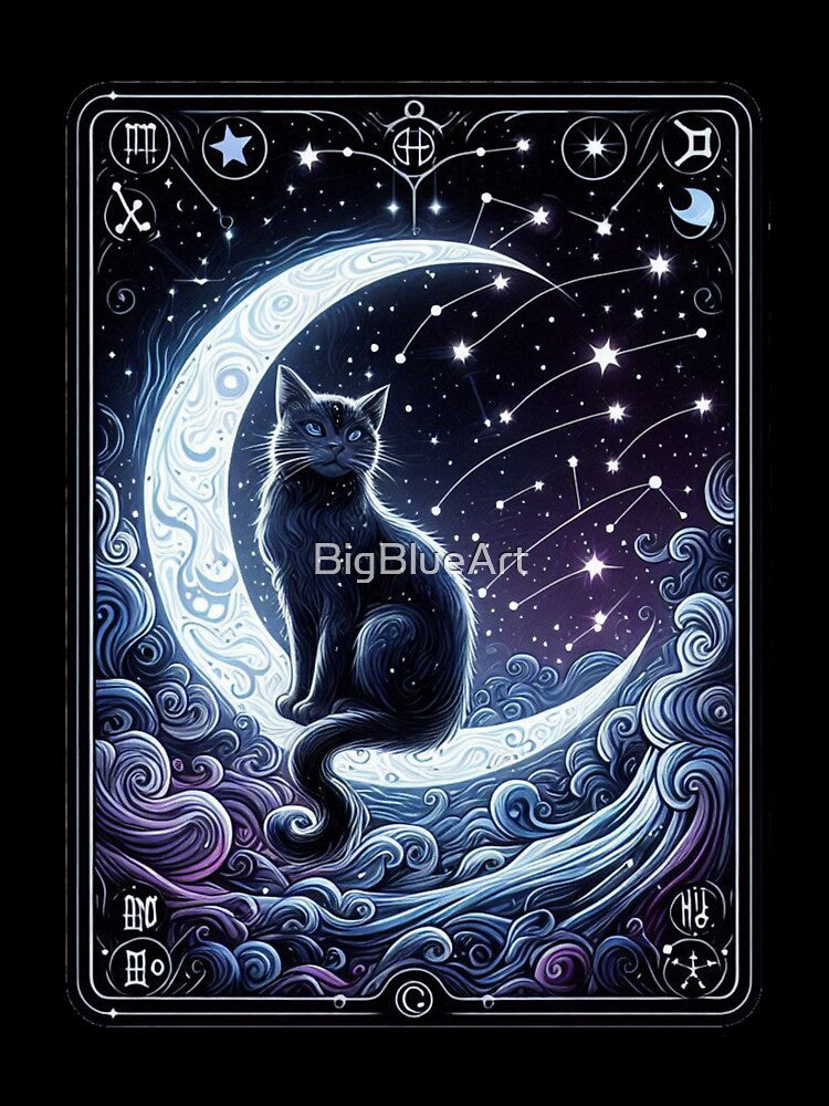 Celestial Constellation Moon Cat Tarot Art by BigBlueArt