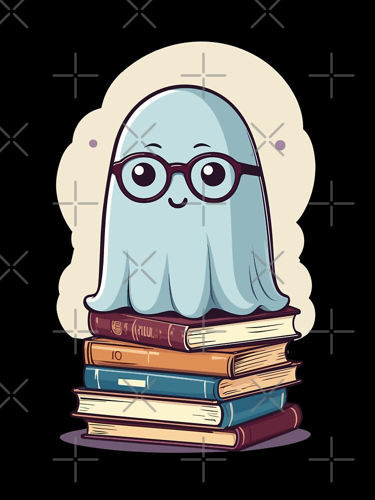 Reading Halloween Ghost Book Lover Style by LuminOrb