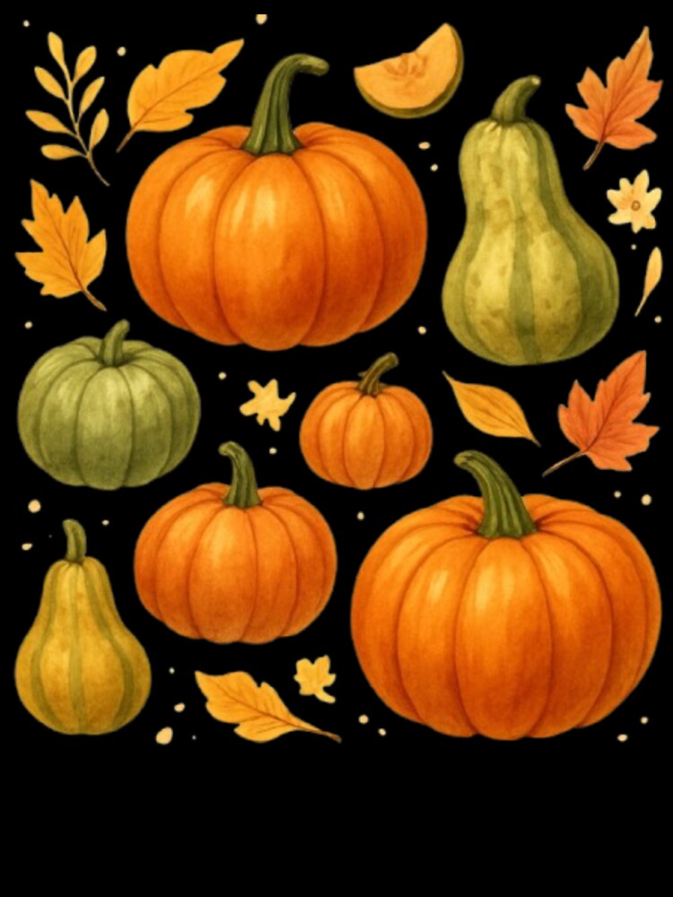 Watercolor Pumpkin Patch Autumn Harvest Design by Lazy Planet