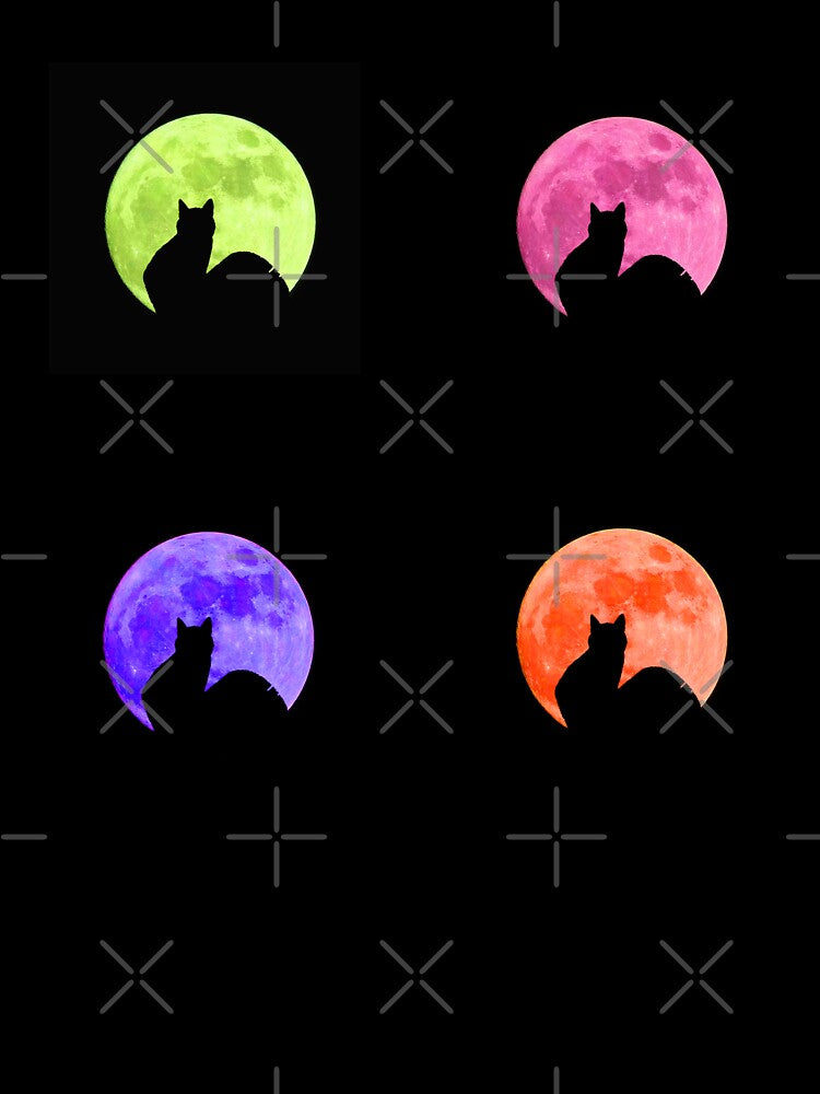 Sweet Kitty Cat Under Full Moon Pattern by H3designs