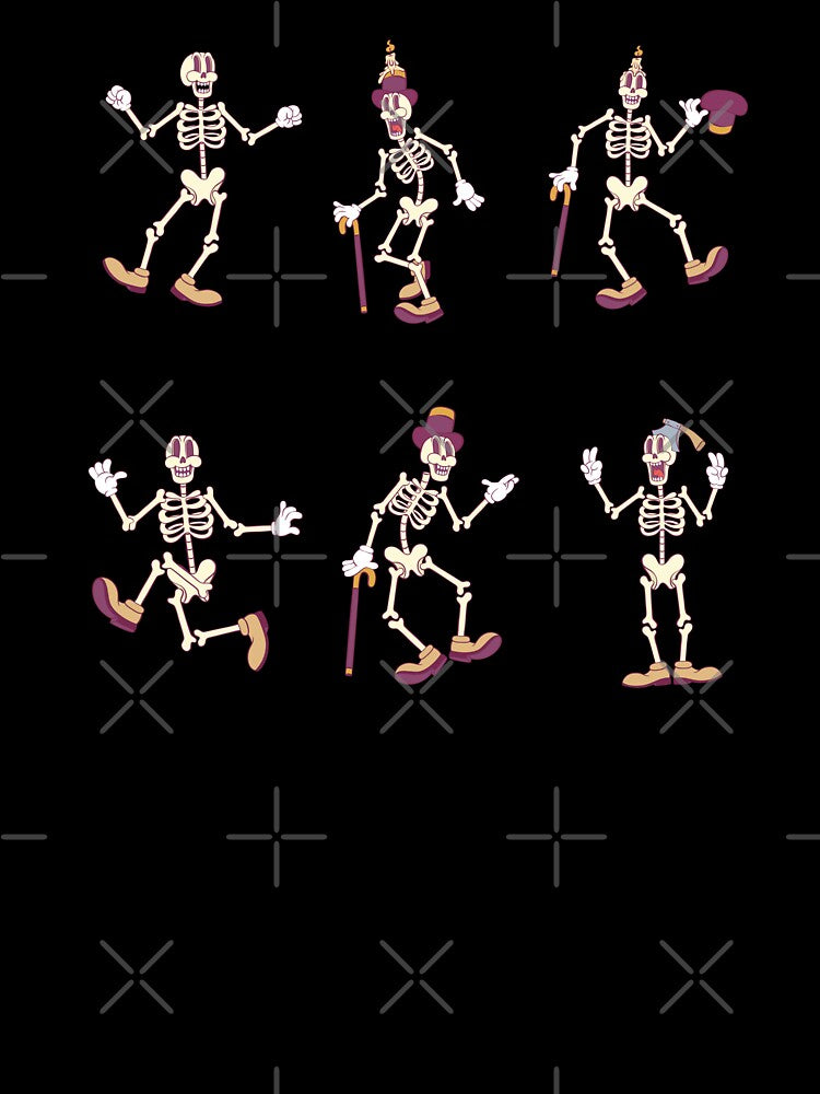 Retro Groovy Skeleton Set - Funny Halloween Character by patternjp