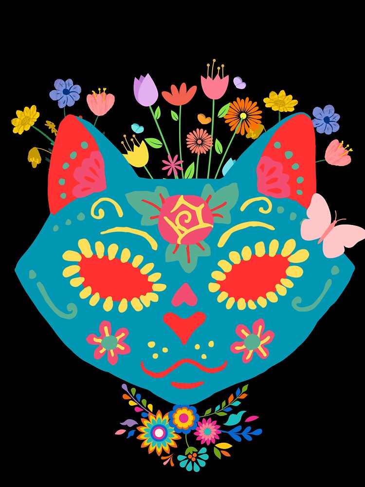 Cute Sugar Skull Cat Design by WhimsyWolfDsgns