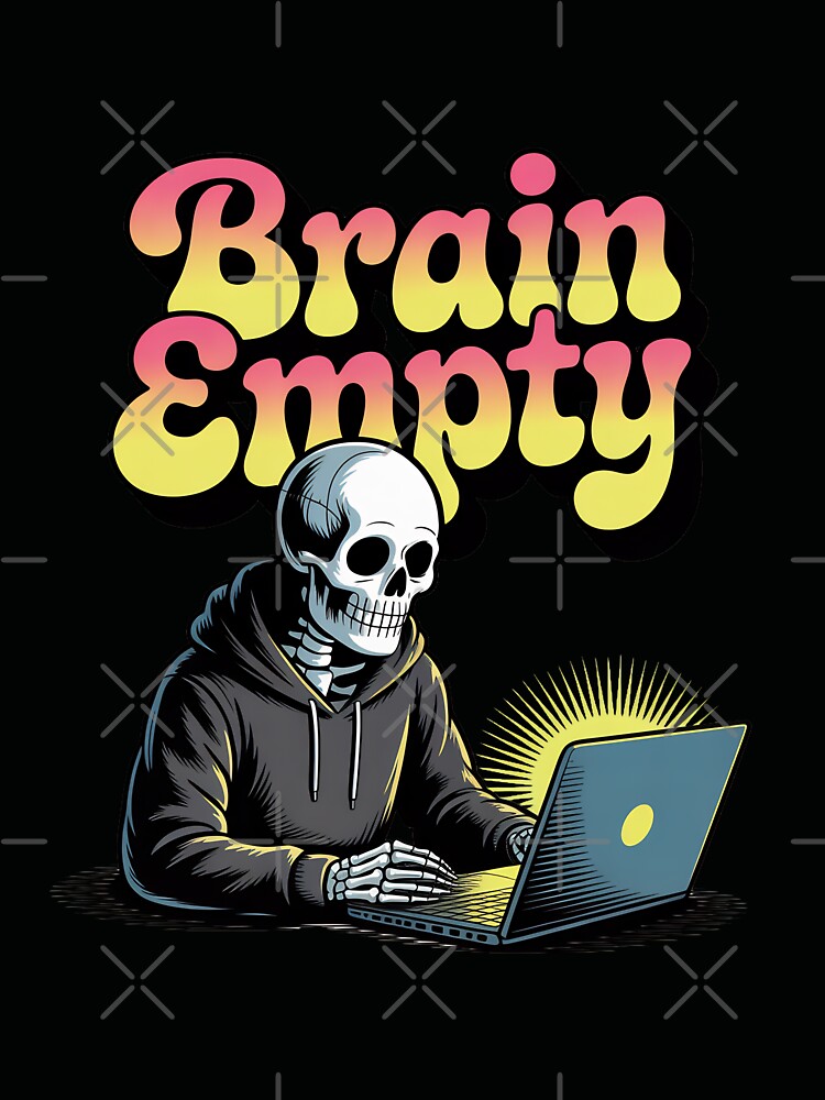 Brain Empty Skeleton Gamer Retro Funny Tech Halloween Design by Raw Tigers