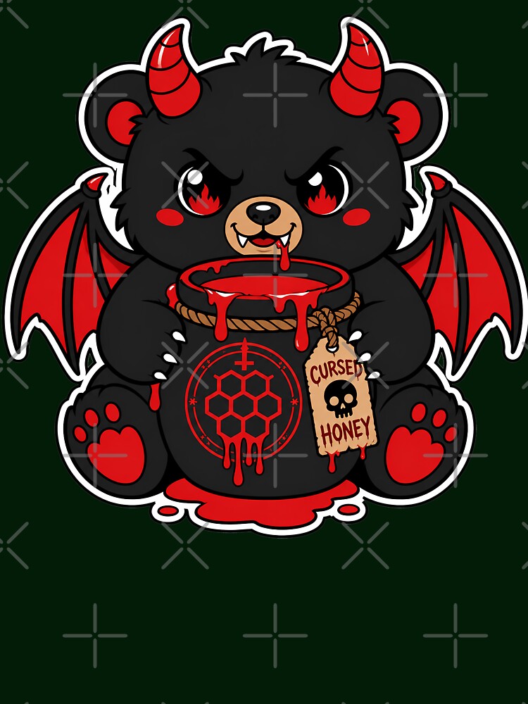 Cute Demon Bear with Cursed Honey – Kawaii Gothic Creepy Cute Design by UrsaForge