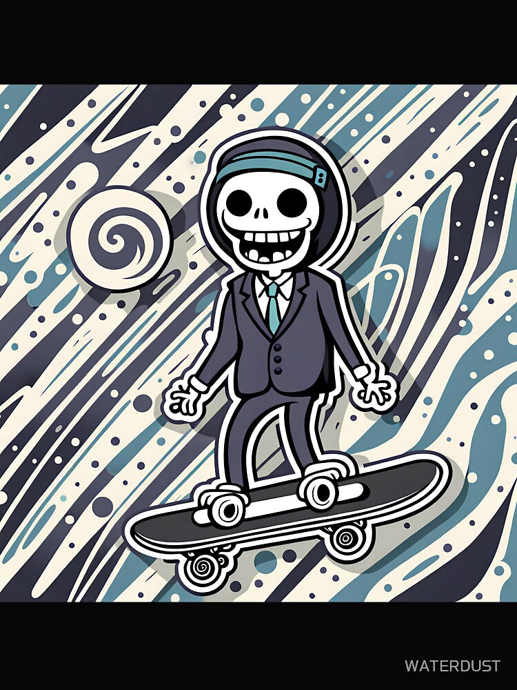 skeleton on a skate board by WATERDUST