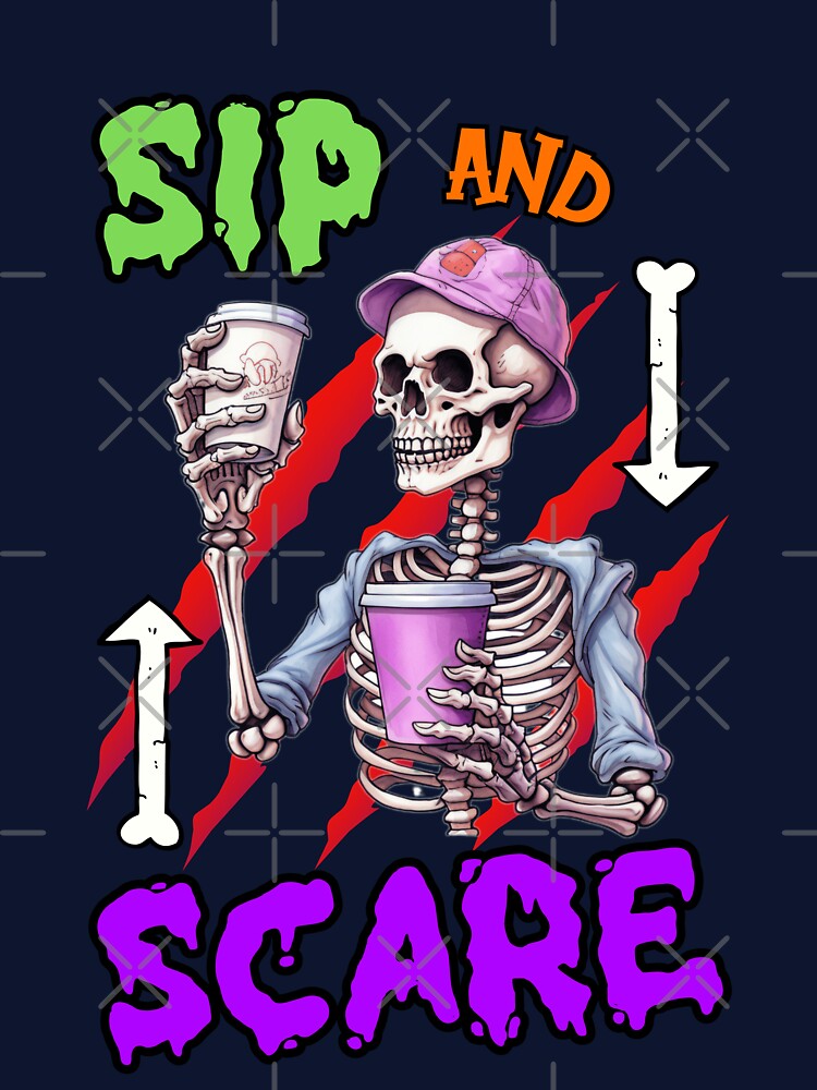 Sip and scare - Skeleton Drinking Coffee by MonkaDesigns