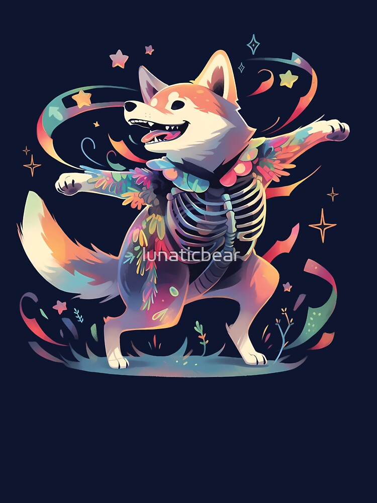 Dancing Skeleton Rainbow Shiba Inu. Dead and Fabulous. by lunaticbear