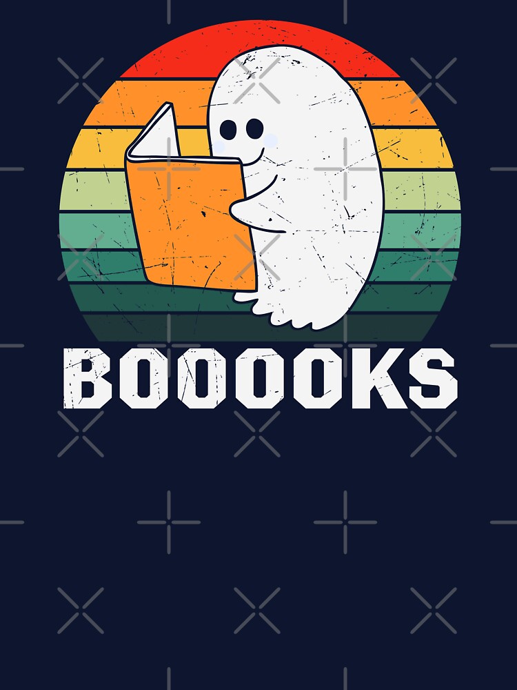 Retro Cute Ghost Book Reading by S Cube Design