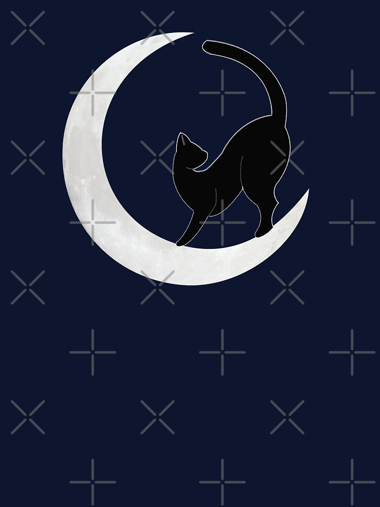 Cat sitting on a crescent moon by SaraM-design