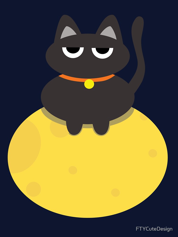 Black cat on the moon by FTYCuteDesign