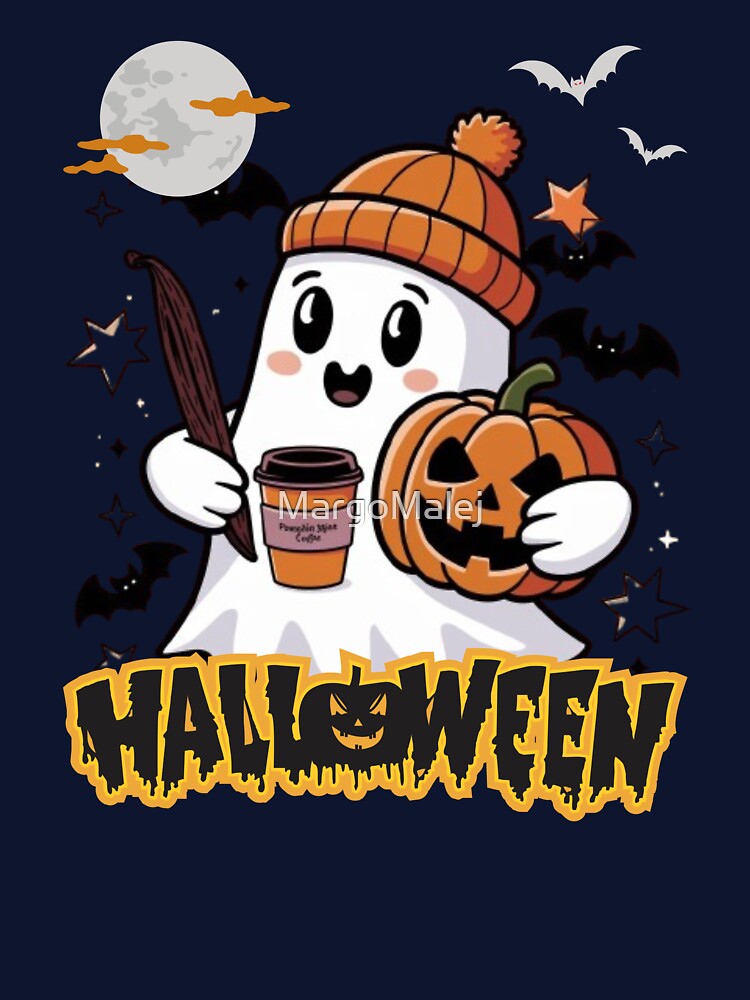Cheerful ghost with coffee by MargoMalej