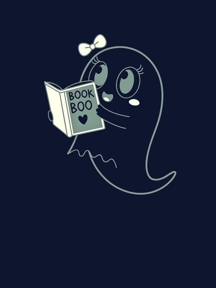 Book Boo – Cute Ghost Reading Book Aesthetic Line Art Design by A1MarketDesigne