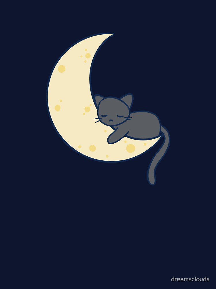 Black cat sleeping on crescent moon by dreamsclouds