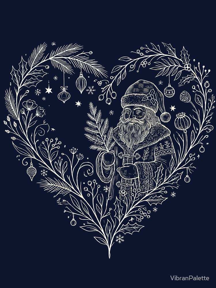 Vintage Santa Claus Floral Heart Christmas by VibranPalette