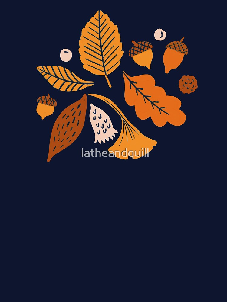 Autumn Leaves on Blue by latheandquill