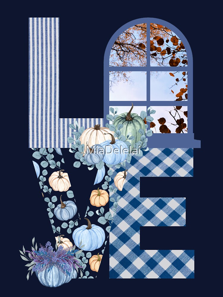 I Love Fall Season | Autumn Vibes | Autumn Leaves, Flannel, & Blue Fall Sky by MiaDelelai