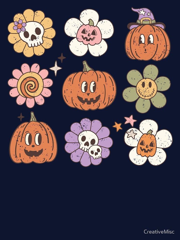 Vintage Halloween Pumpkins and Flowers by CreativeMisc