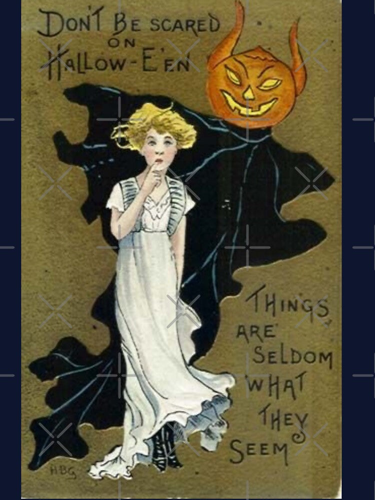 Vintage Halloween Card With Lady and Jack o Lantern by Bellathewilde