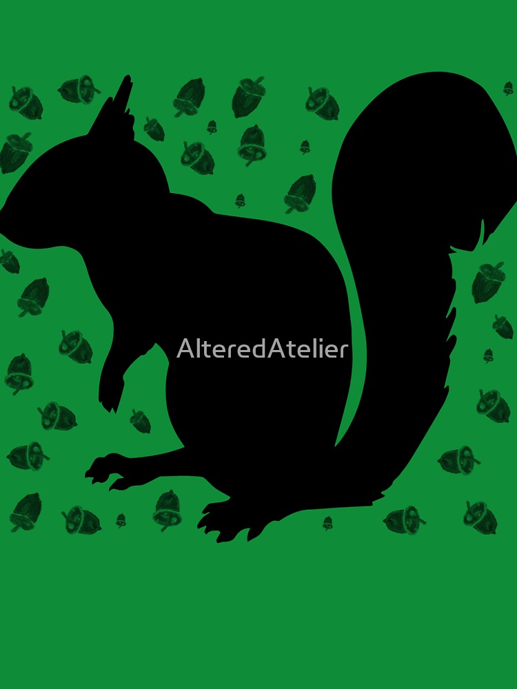 Squirrel and Acorns in Black by AlteredAtelier