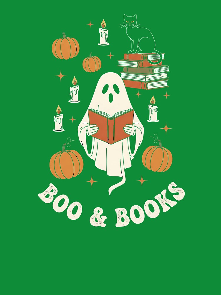 Boo & Books Halloween Ghost Reading Book Lover by VinsendDraconi