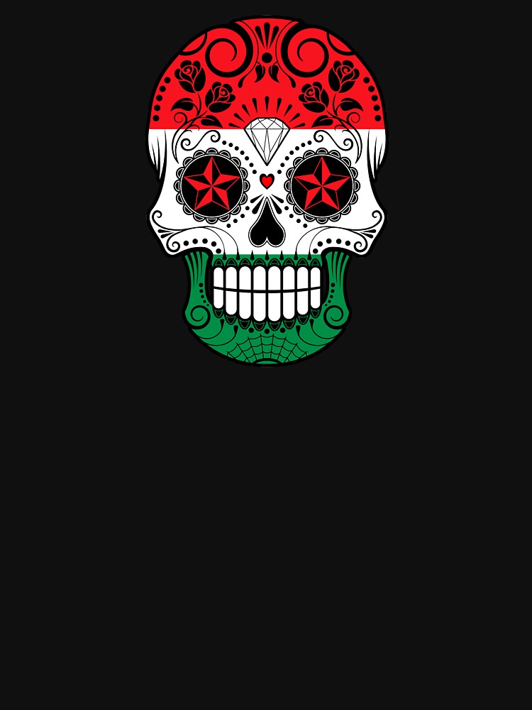 Sugar Skull with Roses and Flag of Hungary by JeffBartels