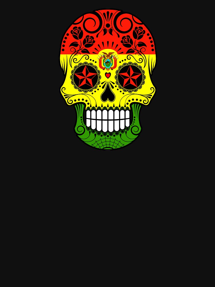 Sugar Skull with Roses and Flag of Bolivia by JeffBartels