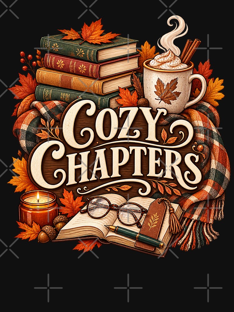 Cozy Chapters Autumn Reading Book Lover T-Shirt by Bold Habit Co.