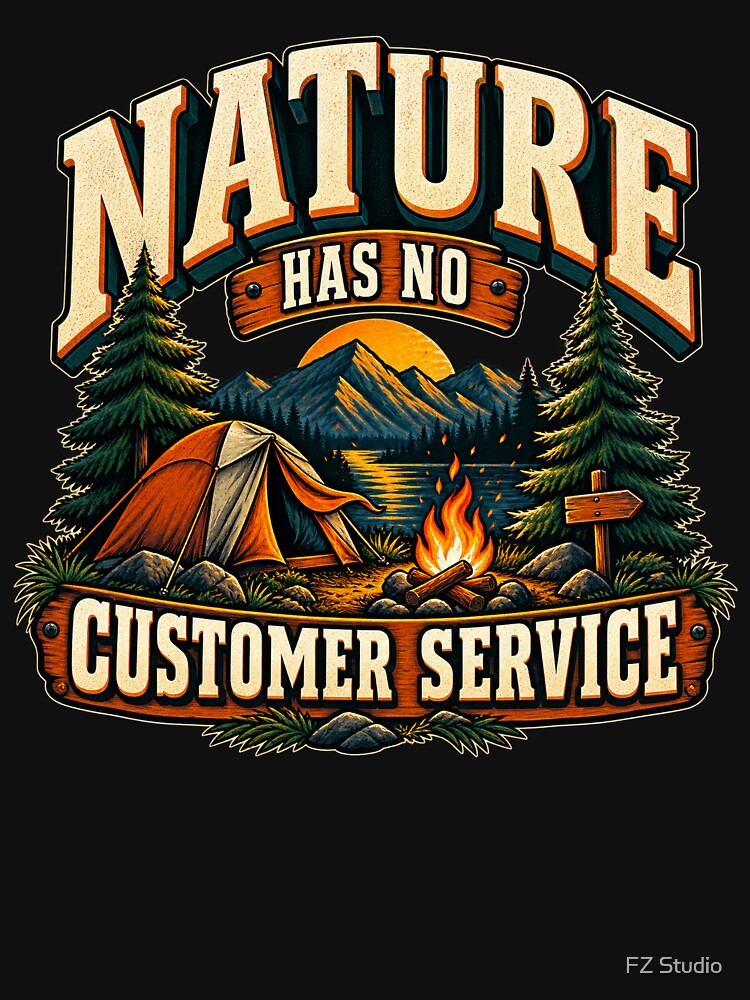 Nature Has No Customer Service Camping Humor by FZ Studio