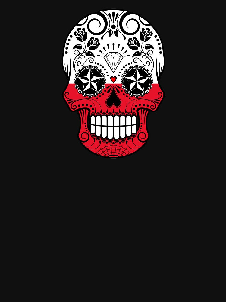 Sugar Skull with Roses and Flag of Poland by JeffBartels