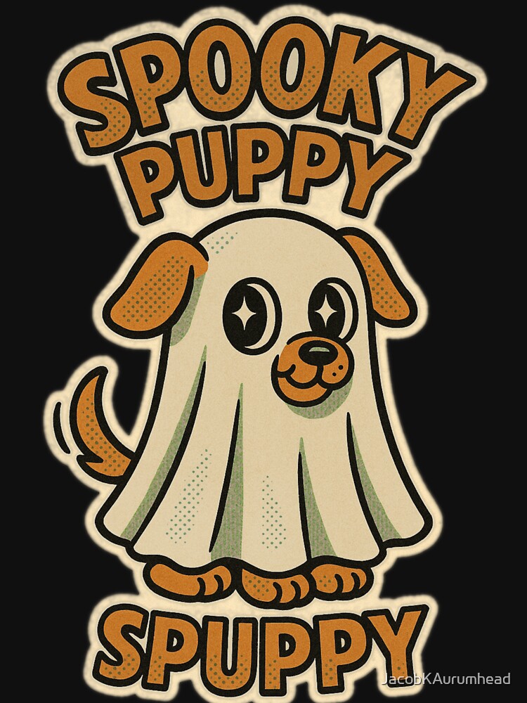 Retro Halloween Pets – Cute Halloween Dog Spooky Puppy Ghost Comic Art by JacobKAurumhead