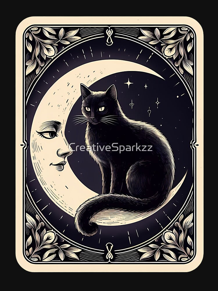 Tarot card Black Cat in the crescent moon by CreativeSparkzz