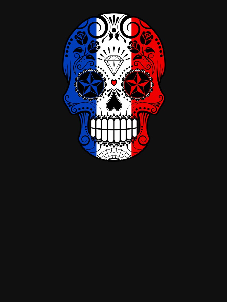 Sugar Skull with Roses and Flag of France by JeffBartels
