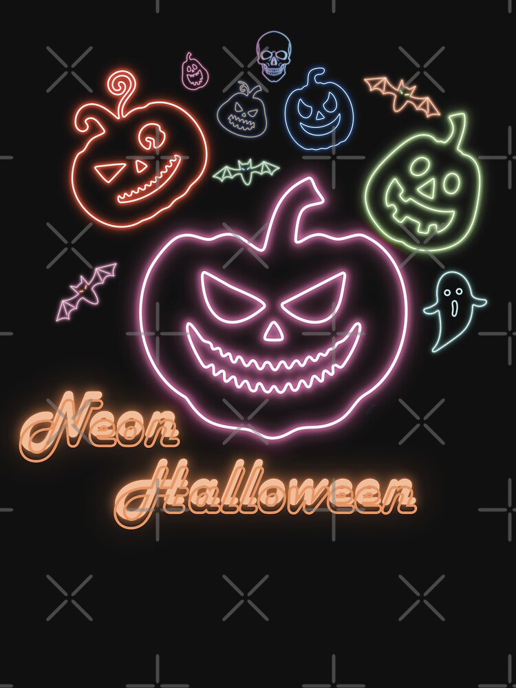 Neon Halloween - Retro Pink Purple Pumpkin Electric Glow Design by DivinePlethora