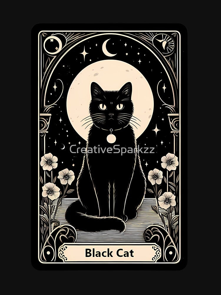 Tarot card Black Cat with full moon by CreativeSparkzz